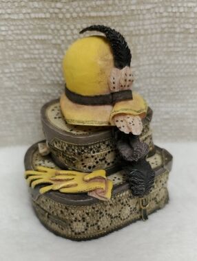 Willow Hall Windsor Yellow Hat Gloves Snakeskin Stacked Luggage Trinket Boxes